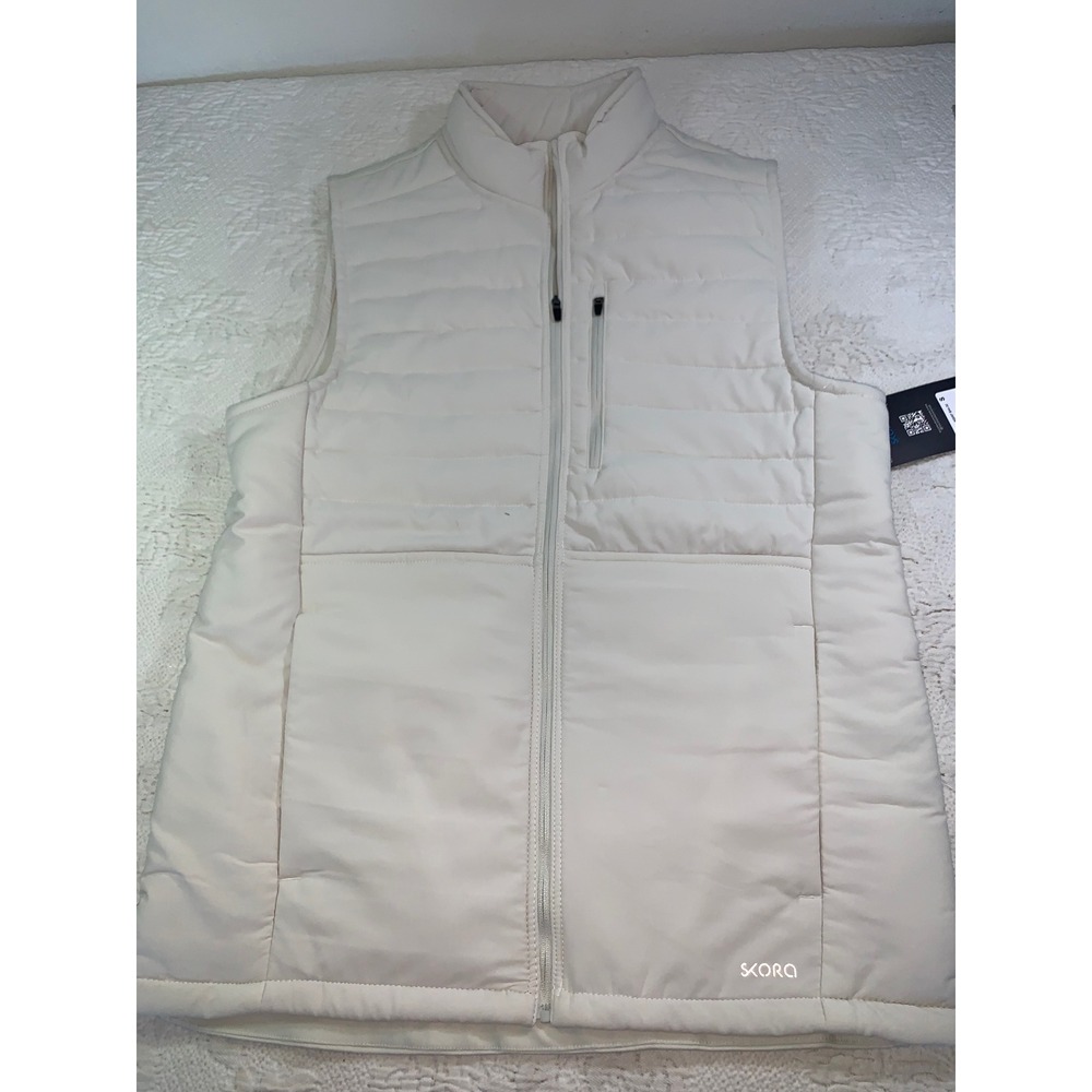 Skora Women Running Vest Silver Birch White Quilted Puffer Full Zip Small SQJ701